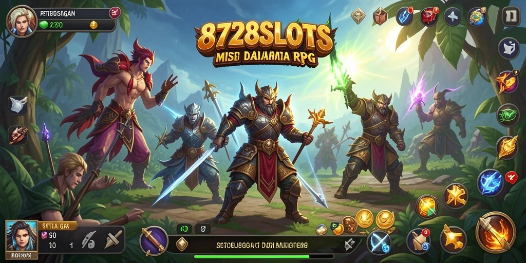 Tampilan gameplay menakjubkan dari 8728SLOTS dalam suasana RPG.