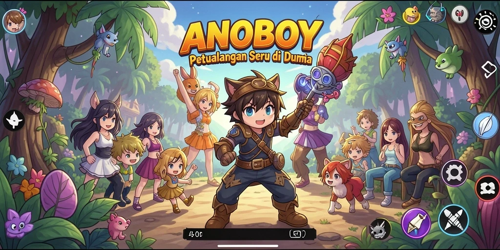 Tampilan gameplay seru ANOBOY yang memukau dengan karakter anime.