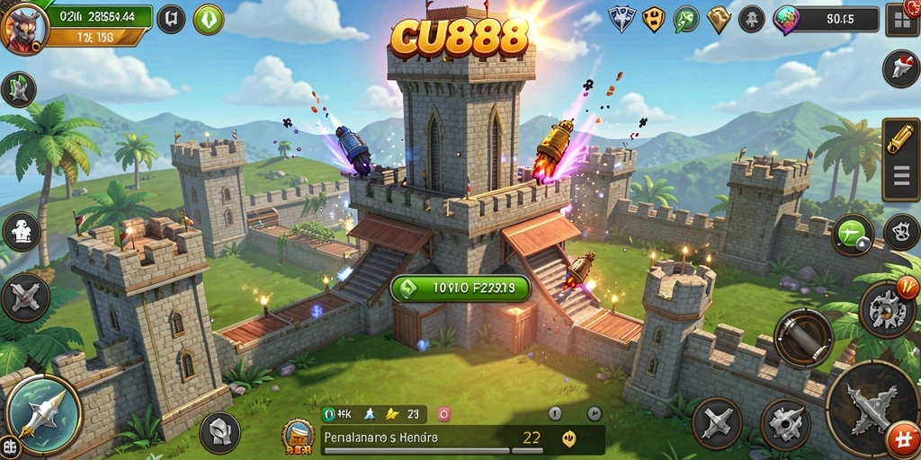 Gameplay CU888 yang menegangkan dalam Tower Defense.