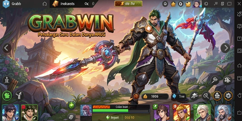 Screenshot gameplay GRABWIN yang menunjukkan pertempuran seru di dunia ARPG.