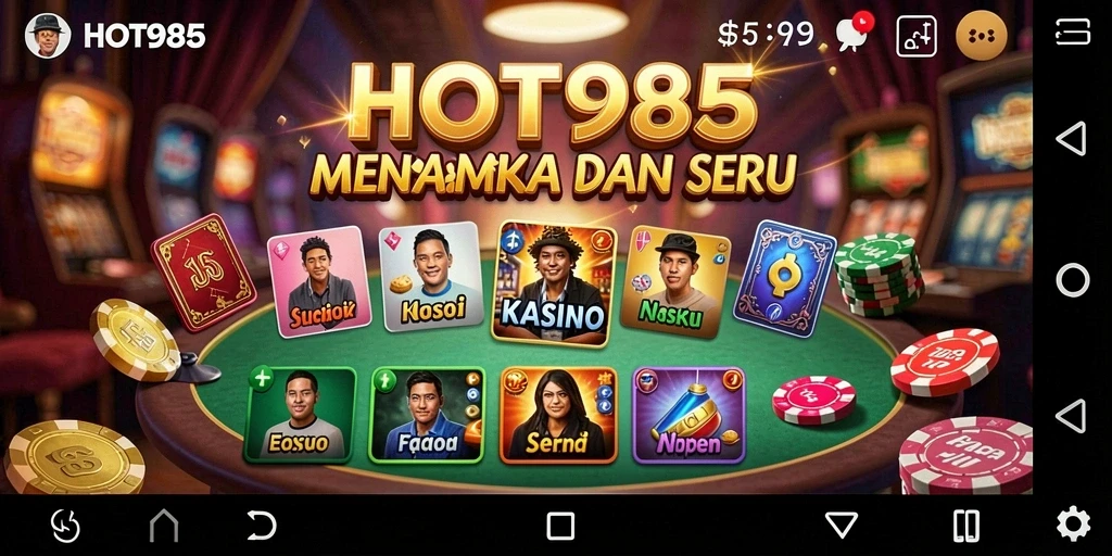 Tampilan gameplay HOT985 yang menarik dengan berbagai pilihan permainan Kasino.