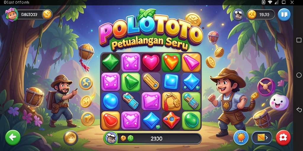 Tangkapan layar menunjukkan aksi seru gameplay Match-3 POLOTOTO.