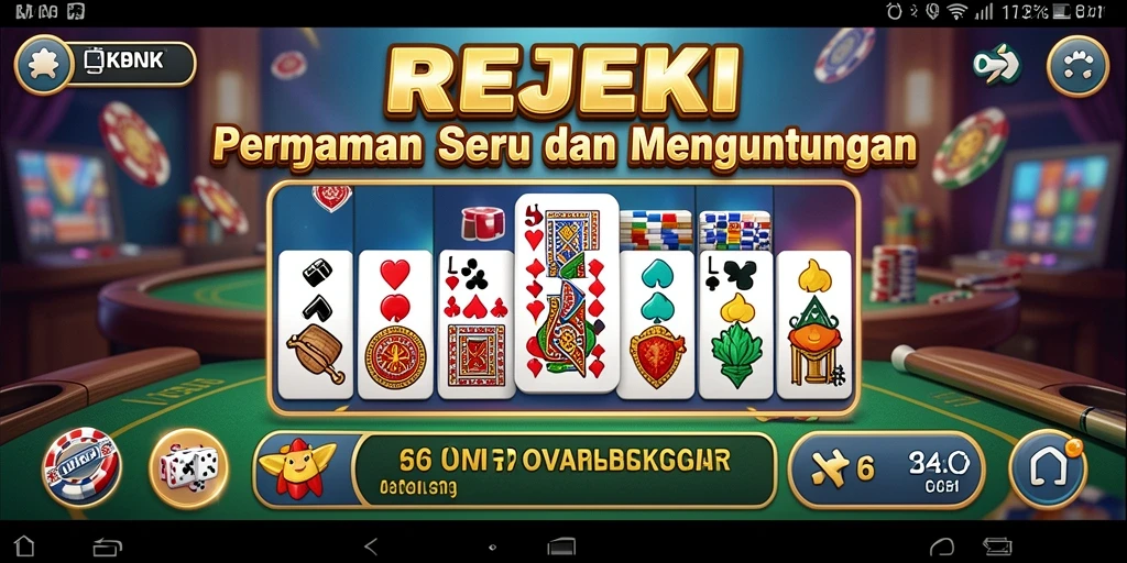 Tampilan gameplay menarik dari permainan Domino REJEKI.