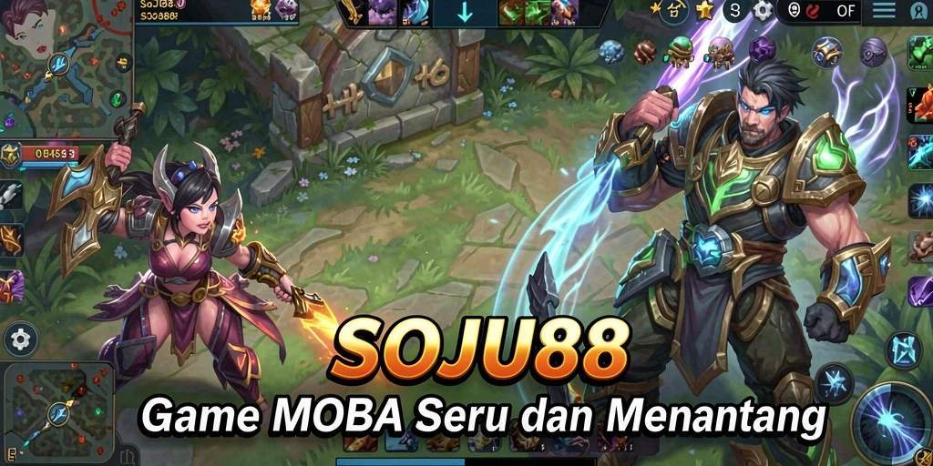 Tampilan gameplay seru dalam game MOBA SOJU88.