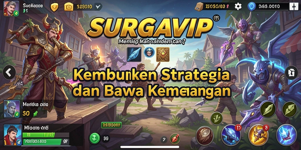 Tangkapan layar utama SURGAVIP menunjukkan gameplay yang seru dan strategi mendalam.